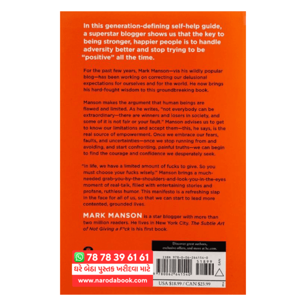 Buy The Subtle Art of Not Giving a fk english book back cover 2024