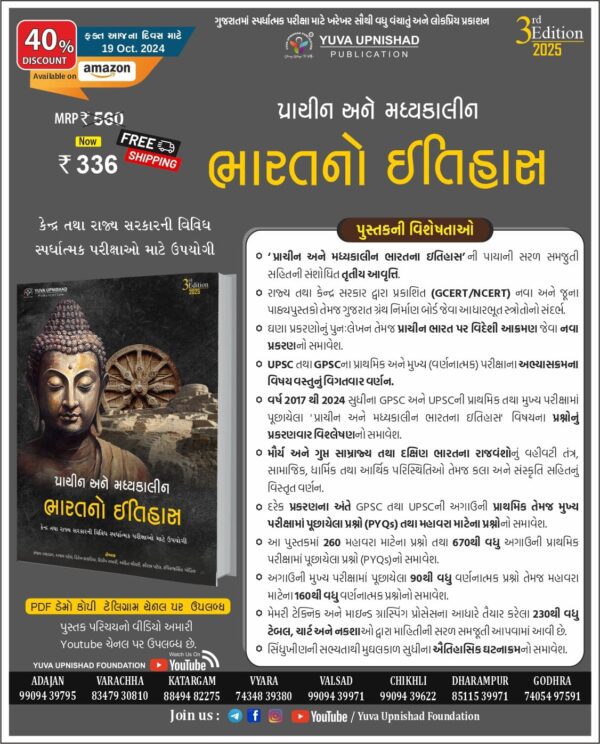 Prachin ane Madhyakalin Bharatno Itihas gujarati book yuva upnishad publication books
